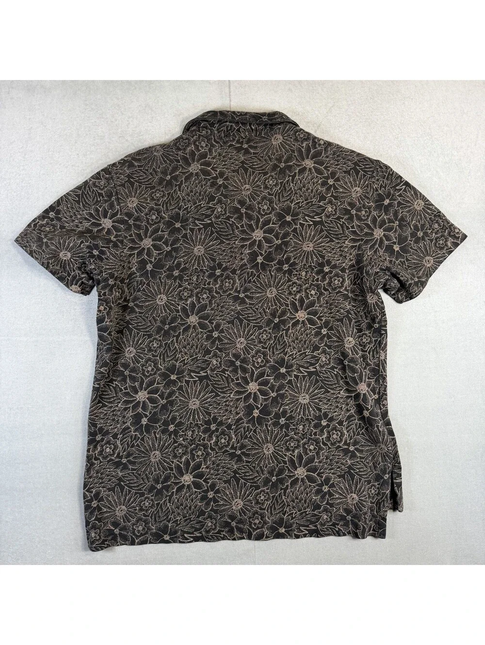 VTG 90s Polo Ralph Lauren Polo Shirt Mens Medium Black Floral Linen Cotton Blend